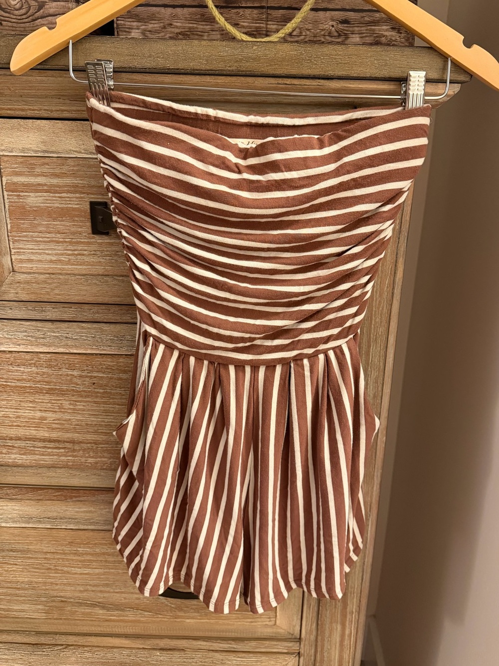 Heart Hips Brown and White Striped Romper